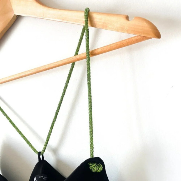 Zara Black Cowl Neck Mini Dress w/ Green Diamante Rhinestone Straps Sz Small - Picture 13 of 16